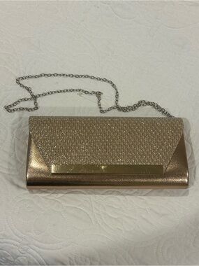Rose gold Glitter Envelope Clutch with Chain Strap